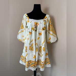 NWT Farm Rio Cashew Floral Puff Sleeve Mini Dress